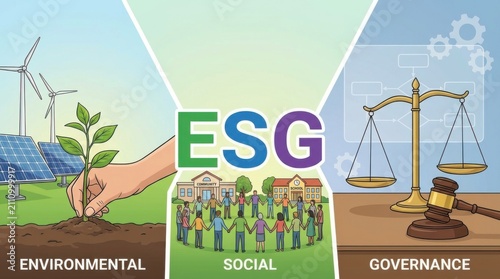 Diverse Focus on Environmental Social and Governance Topics in Eco Friendly Concept