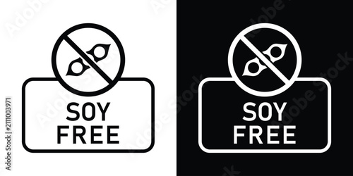Canvas Print Soy free vector label badge with rectangular text frame, ideal for food packaging and dietary restriction labeling