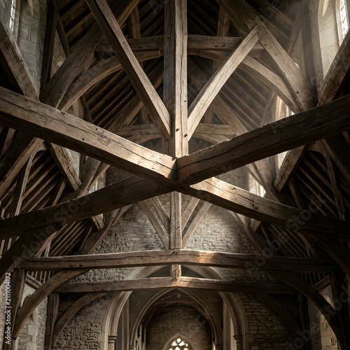 Ancient Cathedral Timber Roof Beams Architecture