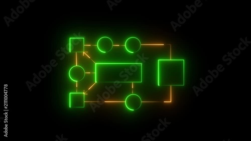 AI Agents Circuit Board with Glowing Cyan Lines and Nodes on Black Background artificial Glowing Lines and Square Chip on Black Background abstract binary .4k motion graphics video animation