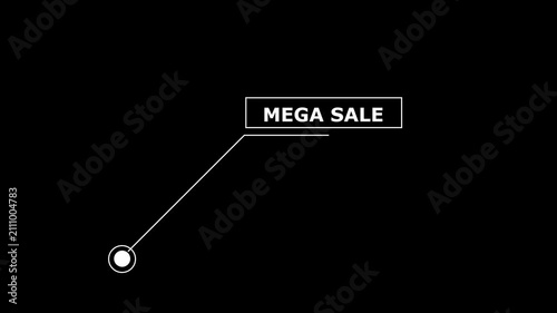 Hud rectangle MEGA SALEtext box animation, scoreboard, modern .Digital download progress or status bar of the digital interface head-up display.4k animation..
