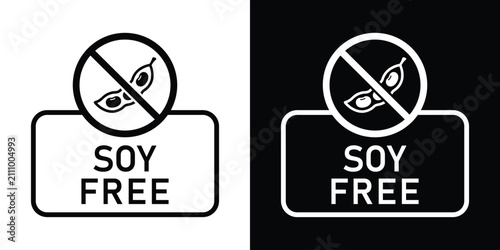 Фотография Soy free vector label badge with rectangular text frame, ideal for food packaging and dietary restriction labeling
