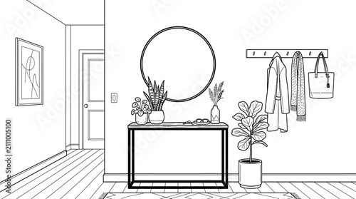 sketch of a room with a window