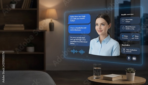 AI Health Assistant Interface in Futuristic Home
