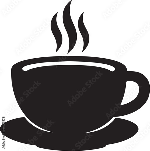 a crisp, high‑contrast black vector icon featuring a classi
 cup with steam rising gracefully. It’s minimal, clean, and perfectly suited for modern
branding or stock illustration use.
Would you like 