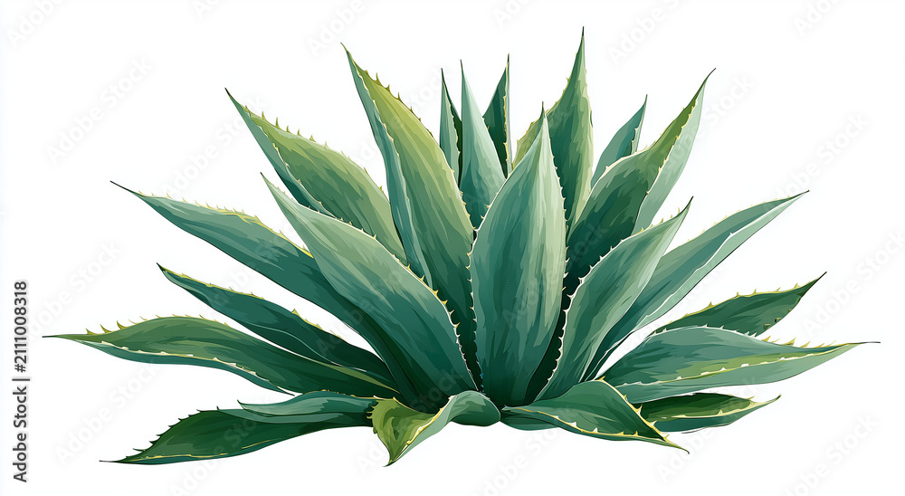 Fototapeta premium Agave Plant Vector Illustration Isolated on White Background.