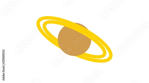 Minimalist 2D Cartoon Saturn Planet Animation with Smooth Rotation and Distinctive Ring System, Symbol of Space, Astronomy, Universe, Galaxy and Solar System Theme, Simple Flat Style Graphic