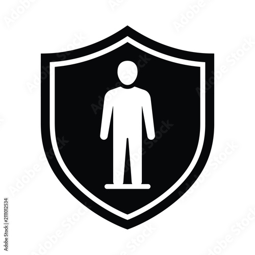 Obraz na plátne Black shield icon with white human figure