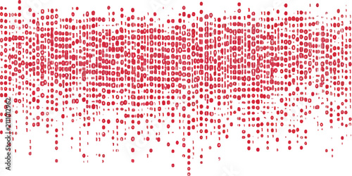 Abstract red falling binary code stream digital data technology background graphic design vector illustration template.