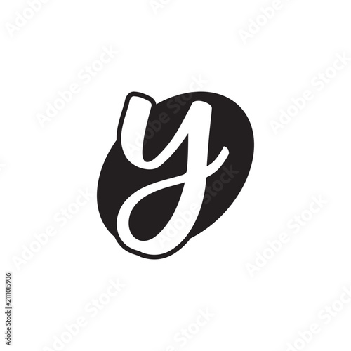 simple UNIQUE letter y negative space  on oval shape concept