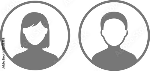 Male and female user profile avatar icons set