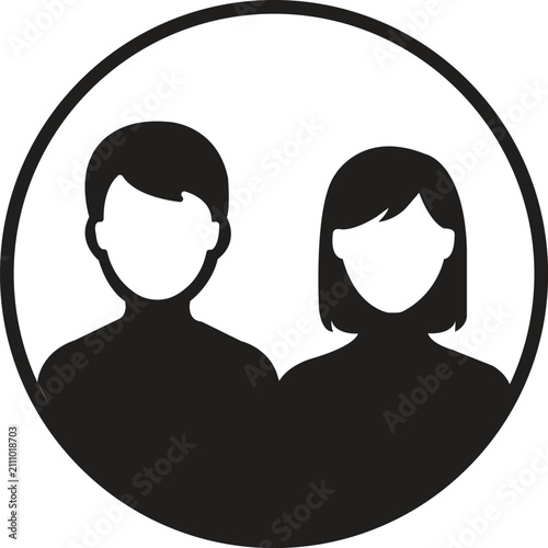 Icon of a man and a woman in a circle
