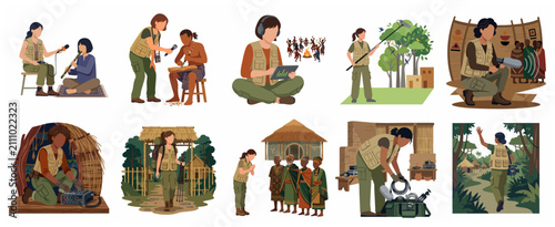 фотографія Collection of anthropologists and ethnomusicologists conducting cultural fieldwo