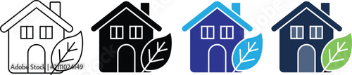 Foto Eco friendly house with leaf vector illustration for green building sustainable