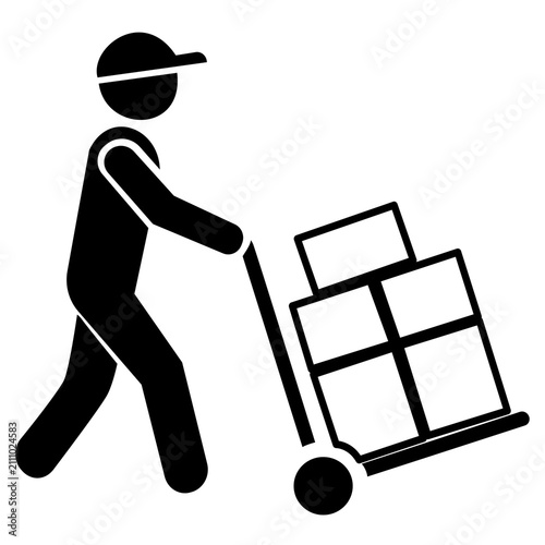 3d man pushing a cart