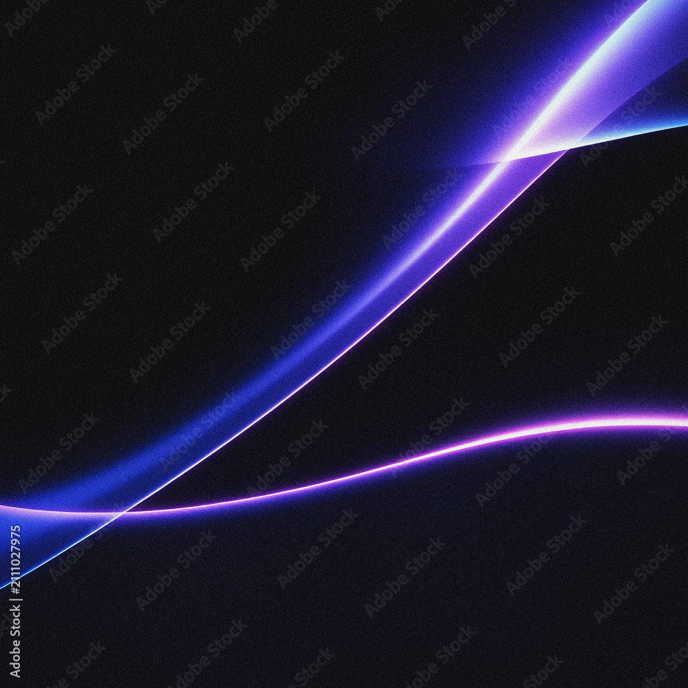 Fototapeta premium Dynamic abstract blue light curves crossing on textured dark background
