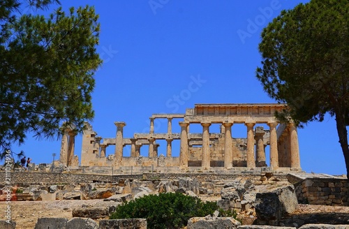 Canvastavla View of the ancient temple of Afaia on the island of Aegina, in Greece
