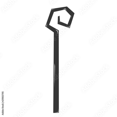 Halloween Witch Magic Staff Silhouette Isolated Decorative Illustration