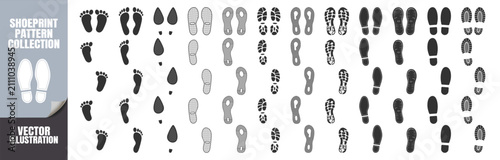 фотографія Shoeprint and footprint pattern icon set on transparent background