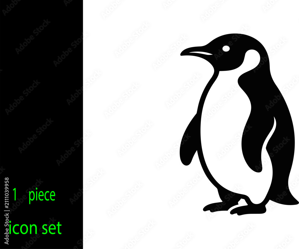 Obraz premium Minimalist Penguin Silhouette Icon - Black and White Standing Penguin Logo