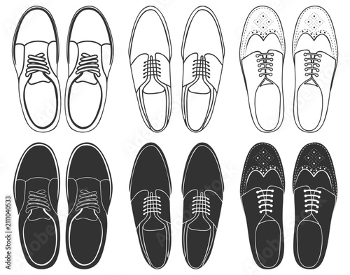 Foto Mens dress shoes icon set on transparent background