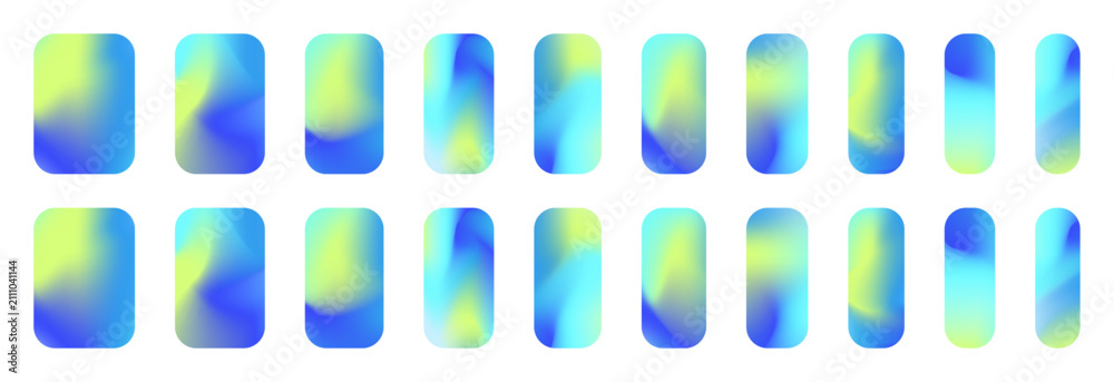 Obraz premium Set of Blue Lime Gradient Nail Stickers