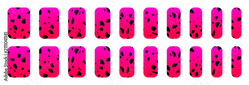 Set of Neon Pink Animal Print Nail Stickers