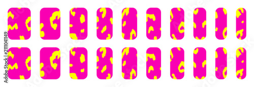 Set of Neon Pink Yellow Animal Print Nail Stickers