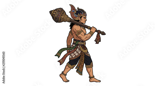 Foto Warrior with Mace in Traditional Costume
