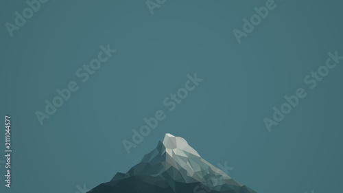 Fotografía Minimalist low poly snow mountain peak vector illustration with clean blue sky b