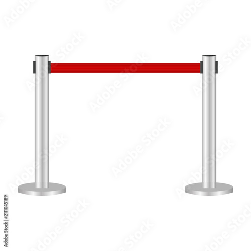 Fotografía Red retractable queue barrier. vector illustration
