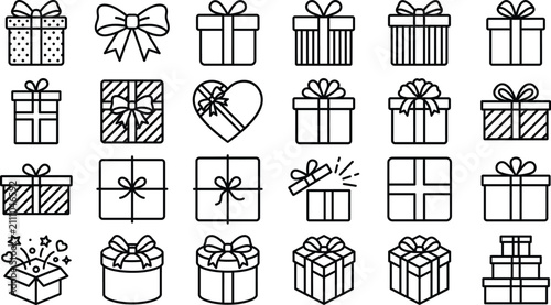 Set of gift box icons, vector illustration