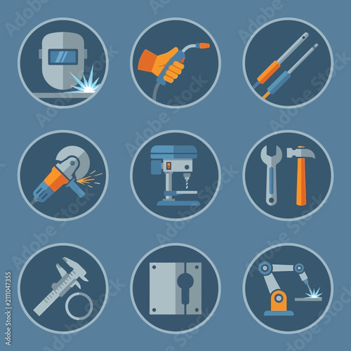 Industrial welding and metalwork workshop tool icons
