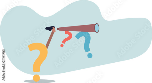 Curiosity explore unknown, search for solution or new business opportunity, seek for success concept,human life and situation.vector illustration.