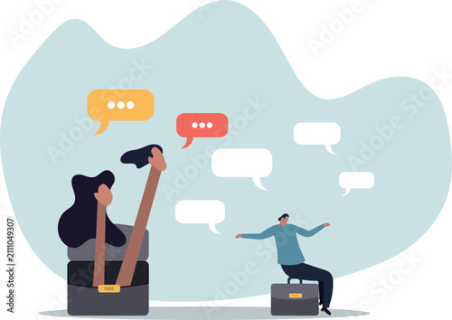 Quadro su tela Workplace gossip, talking behind in the office, work bullying, chatter or rumor, human life and situation