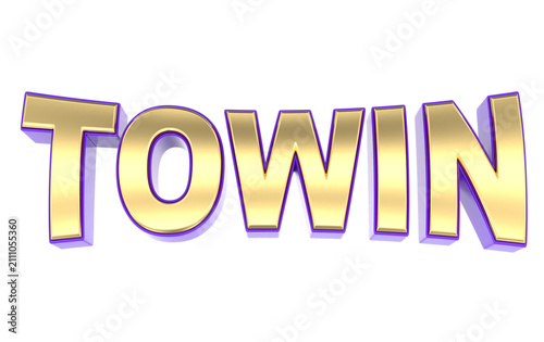 3D gold and purple towin text