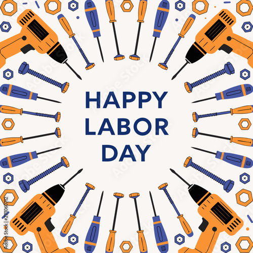 
Happy Labor Day banner. Design template. Vector illustration. 