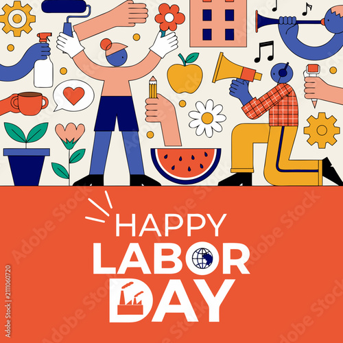 
Happy Labor Day banner. Design template. Vector illustration. 
