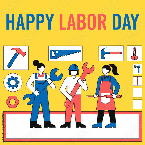 
Happy Labor Day banner. Design template. Vector illustration. 