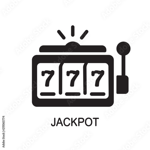 Jackpot Slot Machine Icon Vector Flat Style Casino Lucky Winner Symbol