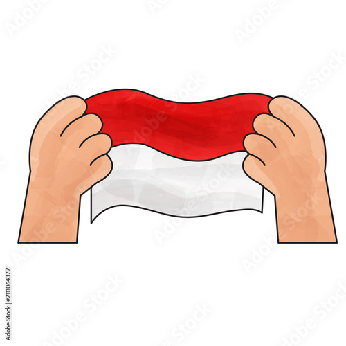 Indonesia Hands Holding Flag Illustration