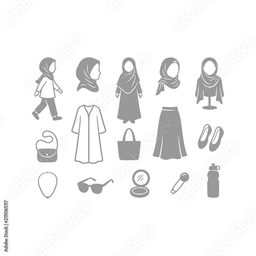 Fotografía Minimalist grey icons of Muslim modest fashion