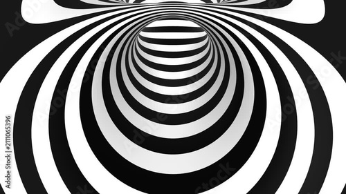 Slow Rotating Hypnotic Black and White Torus Optical Illusion Seamless Loop