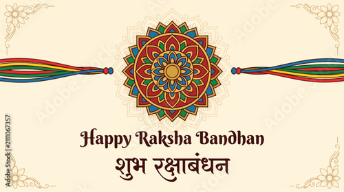 Happy Raksha Bandhan poster with mandala rakhi design