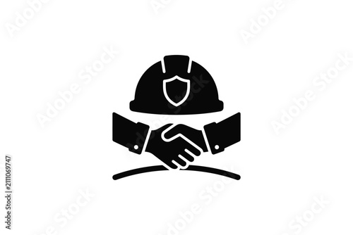 Industrial safety agreement handshake icon.