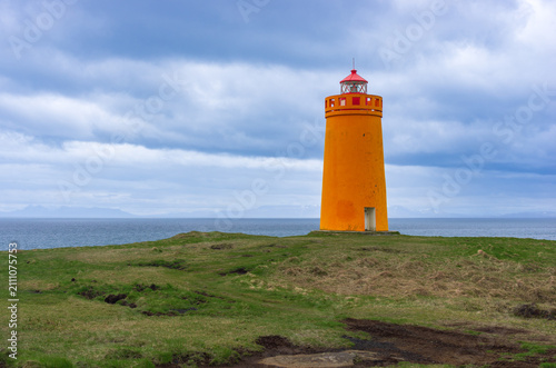Holmsberg orange lighthouse Iceland