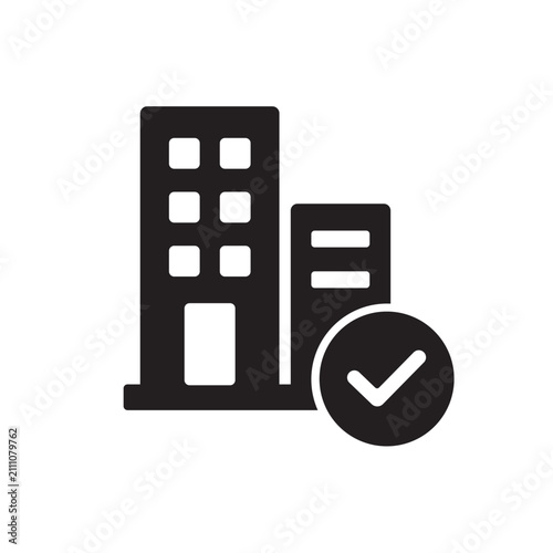 Verified Business Registration Icon Vector Flat Style Approved Company Symbol