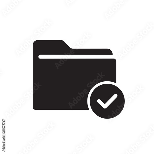 Approved Folder Icon Vector Flat Style Verified Document Management Symbol