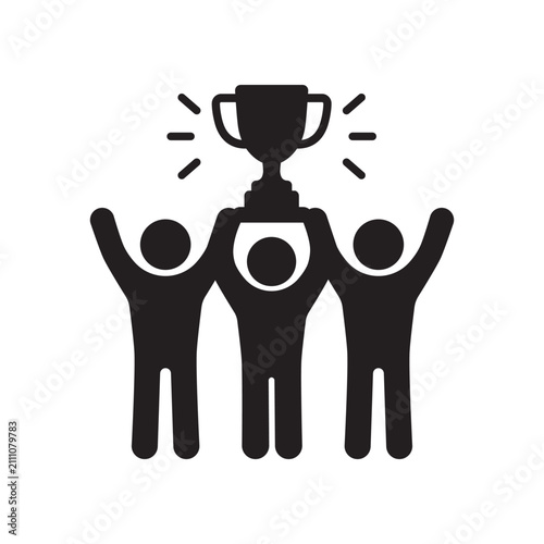 Winning Team Trophy Icon Vector Flat Style Team Success Achievement Symbol