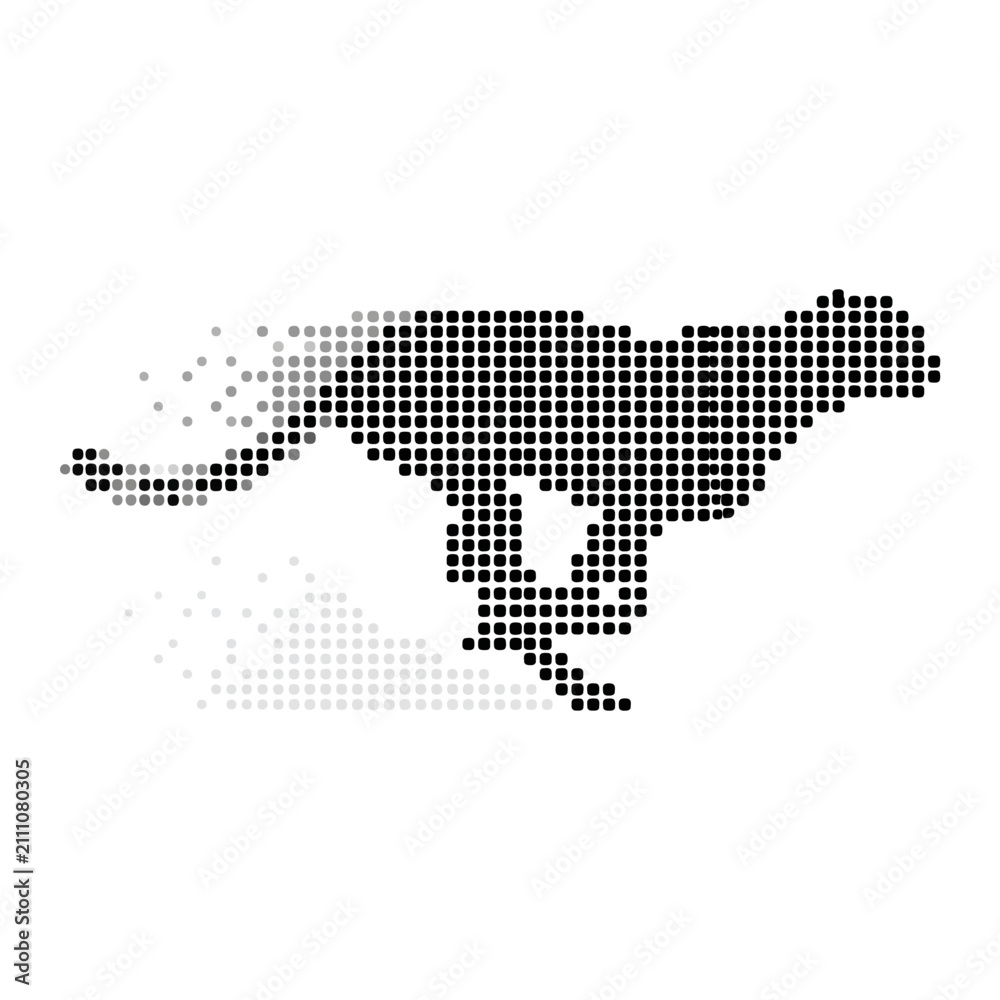 Obraz premium Cheetah silhouette made of dots running fast.